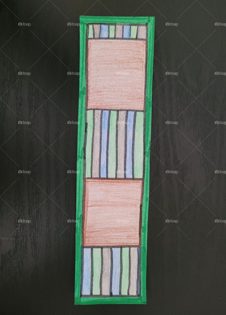 green, brown, and blue bookmark