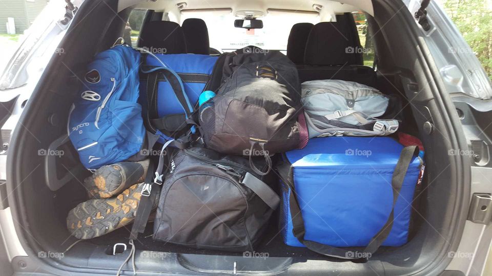 luggage packed in a vehicle