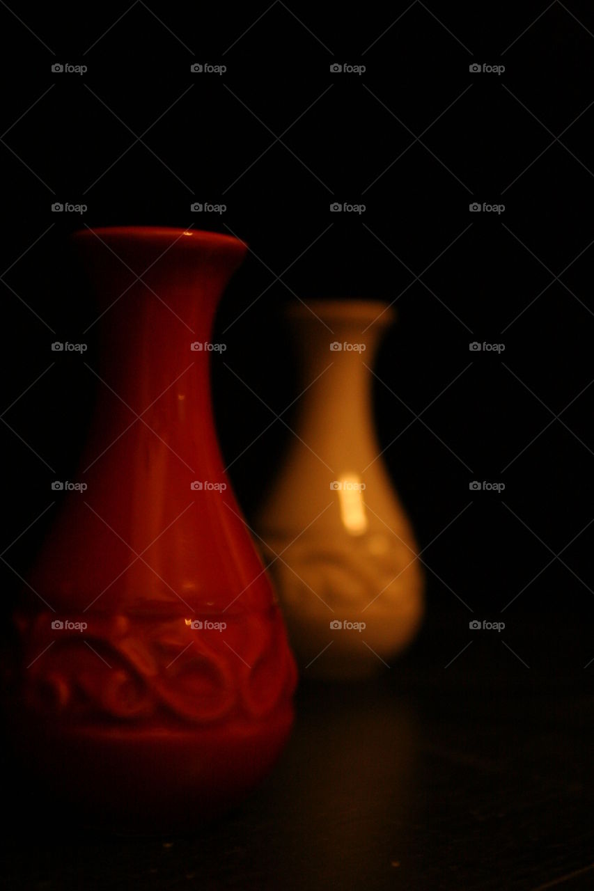 Fluorescent Lit Vases