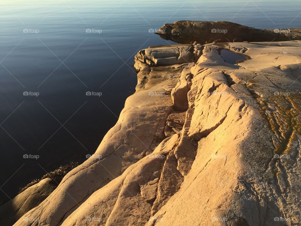 View of rock and sea