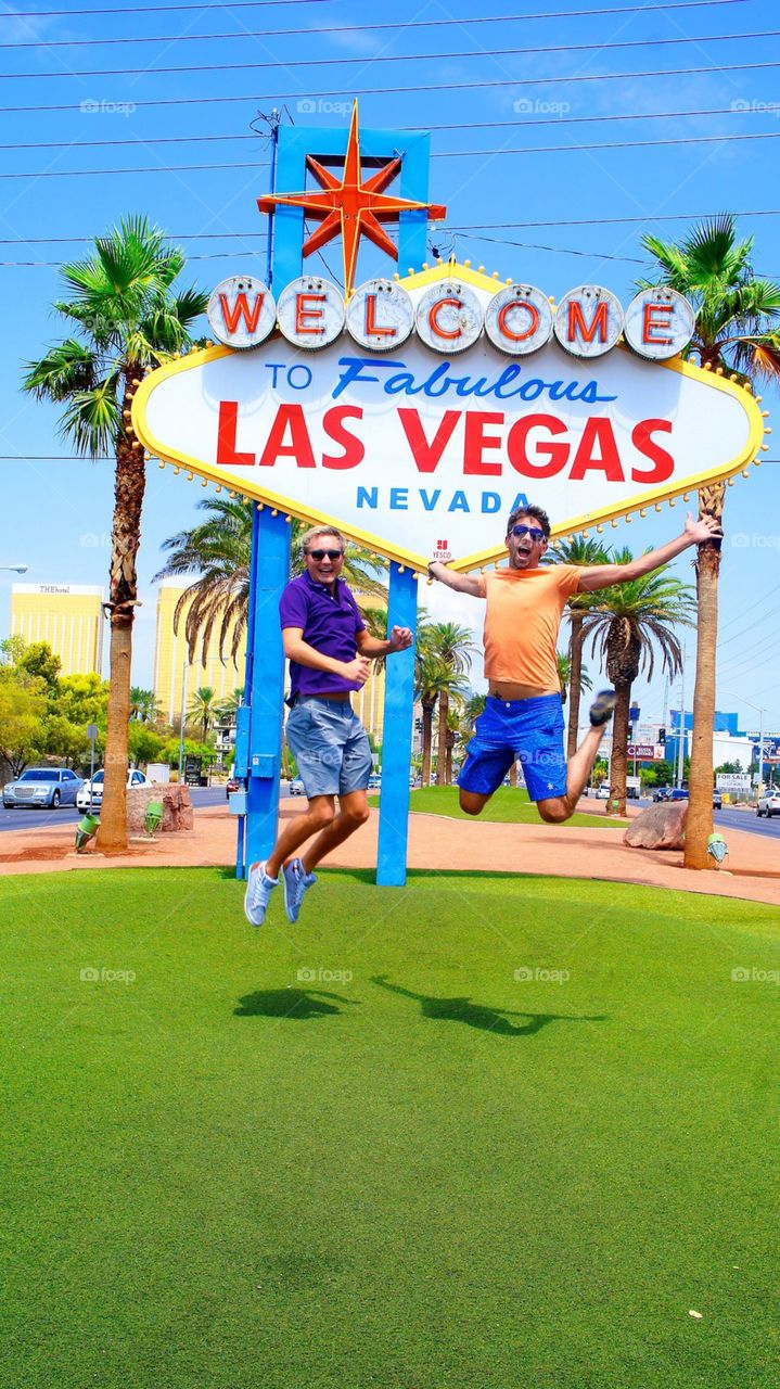 Las Vegas Sign Jump. Taken on the Las Vegas Strip 