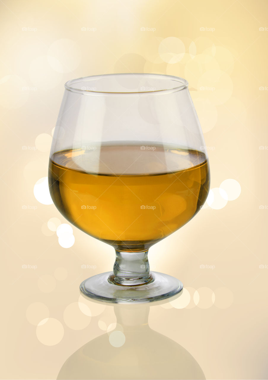 White wine glass with blurred background