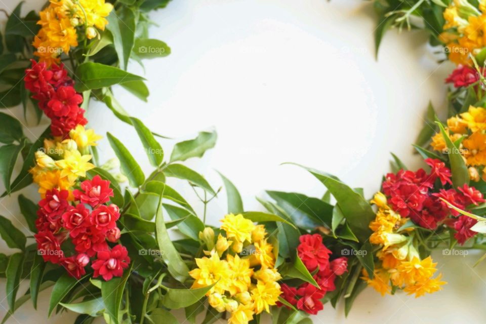 Flower crown - red & yellow & green