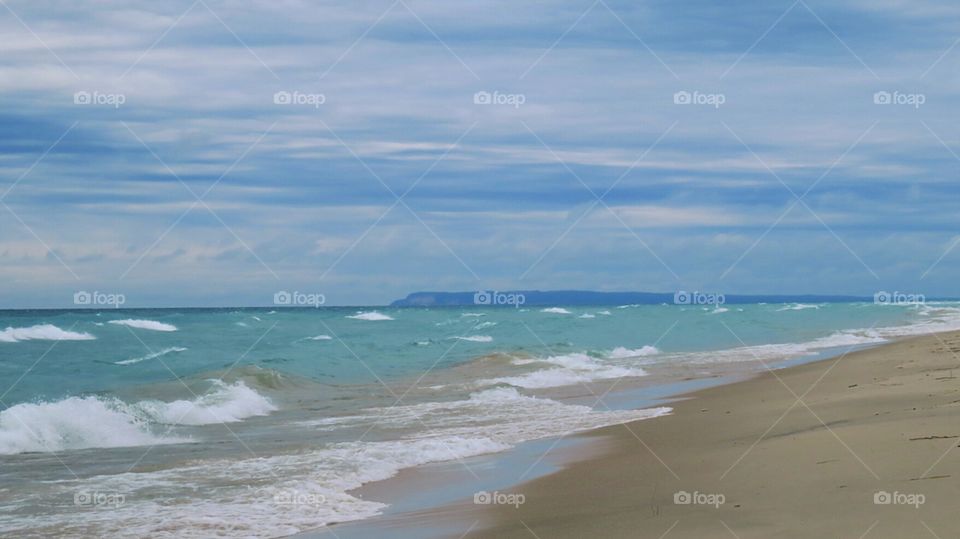 Lake Michigan high waves in Fall