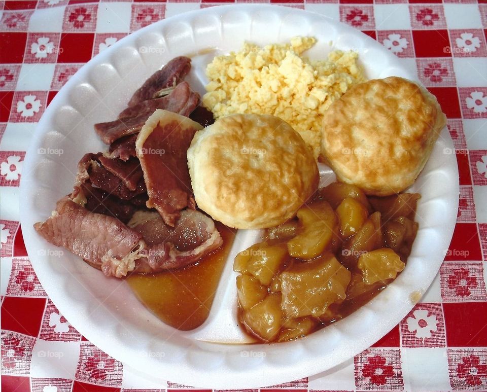 country ham breakfast plate