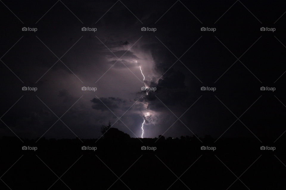 Lightning strike. Ground lightning strike with intensity