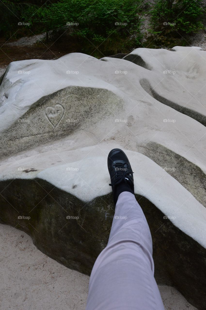 My foot on stone