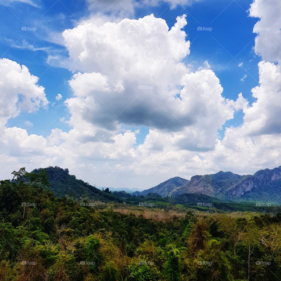 Scenic view of mountain range against sky