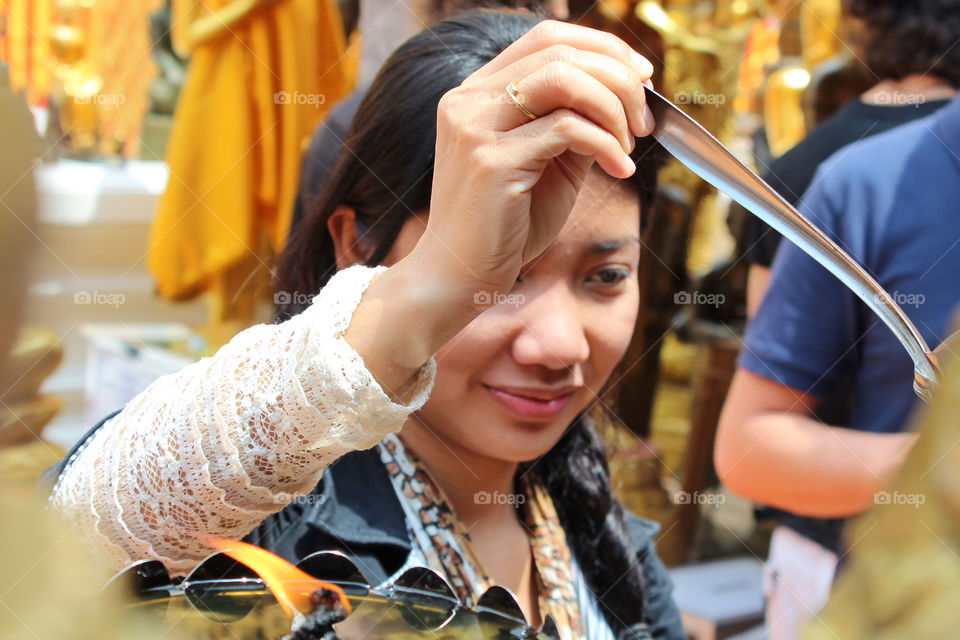 woman candle religion thailand by twilite