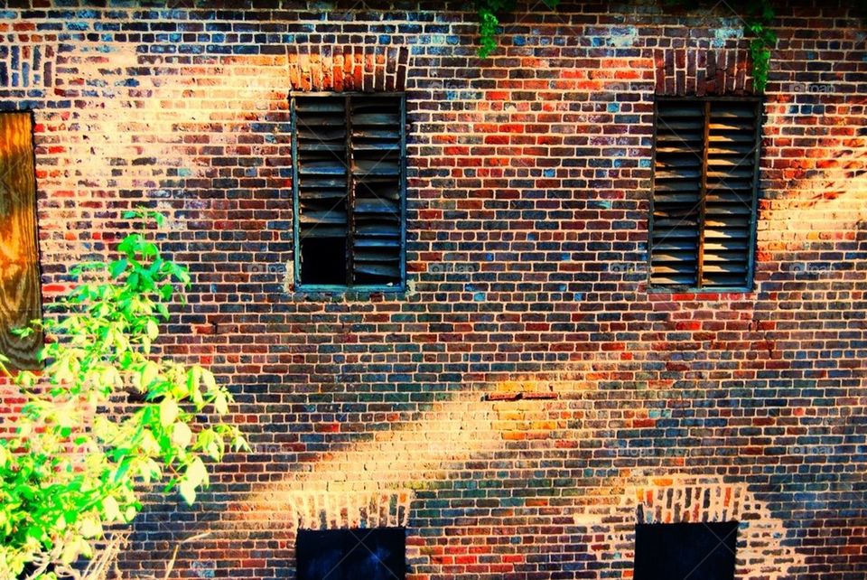 Brick wall and windows