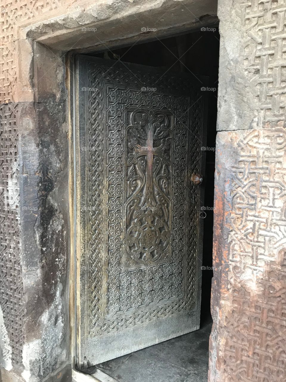 A door to a monastery-iron carvings