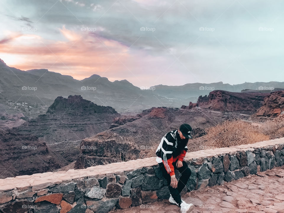 Landscape in mountain of a girl 