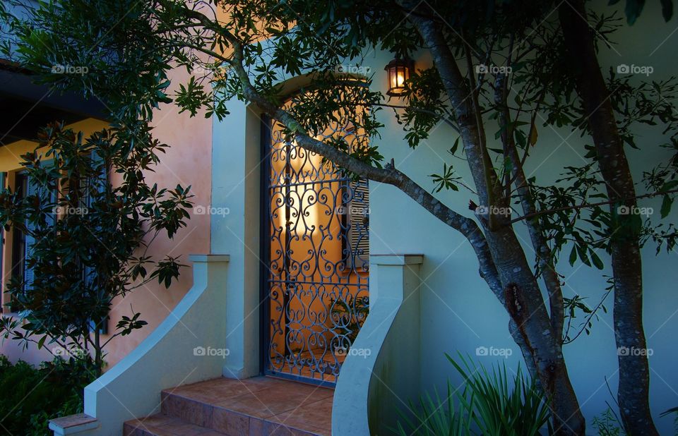 Door in evening light