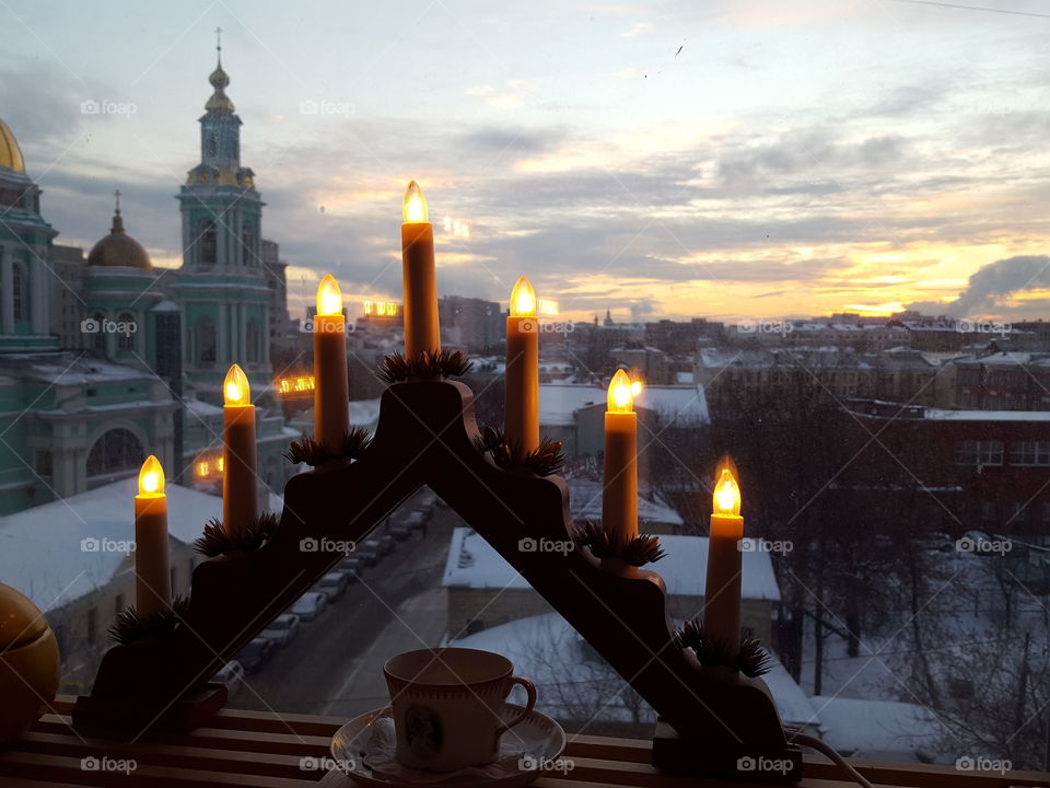 Candle, Sunset, Winter, Light, Religion