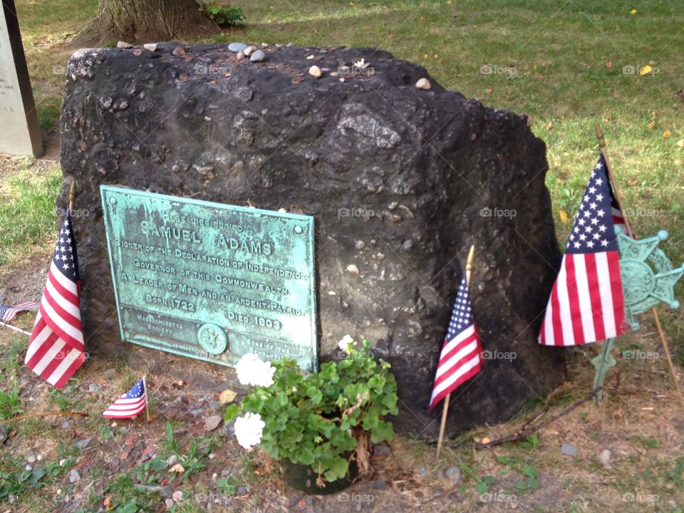 Patriot in Peace. Gravestone of Samuel Adams