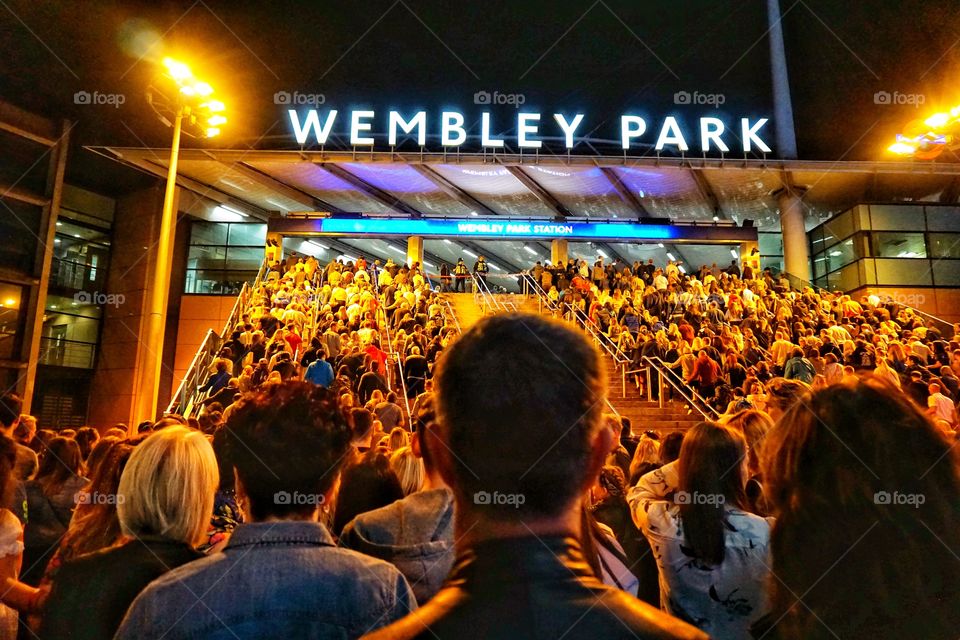 Wembley Park Underground Station ... crowds heading home after Ed Sheeran Concert ... 