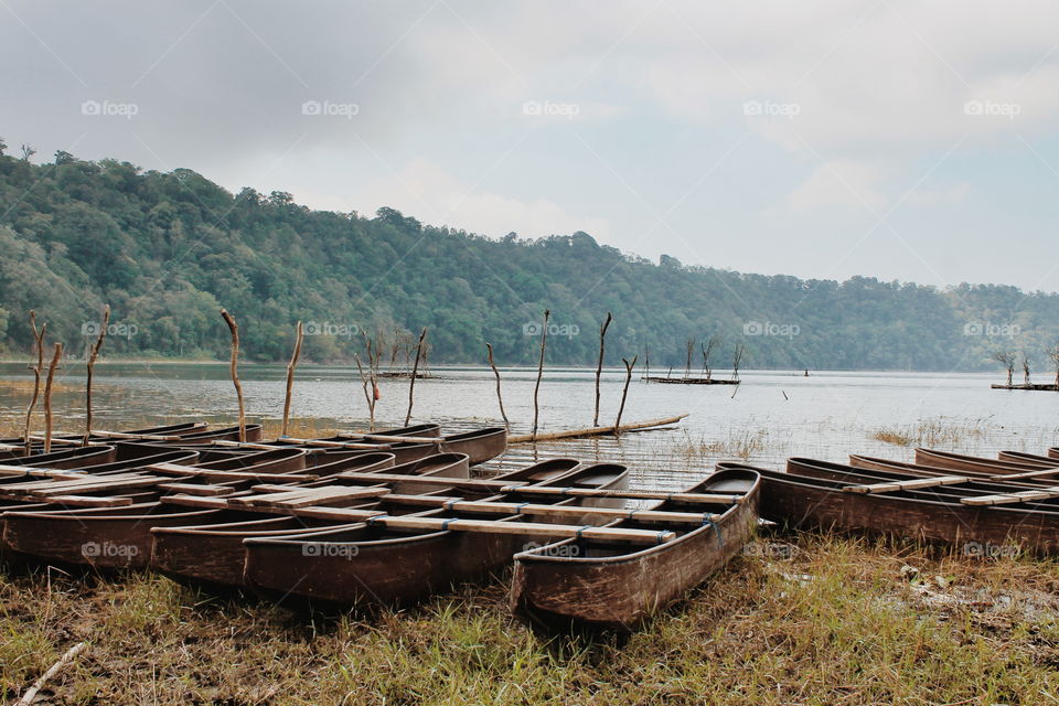 old fisherman boat at the lakeside