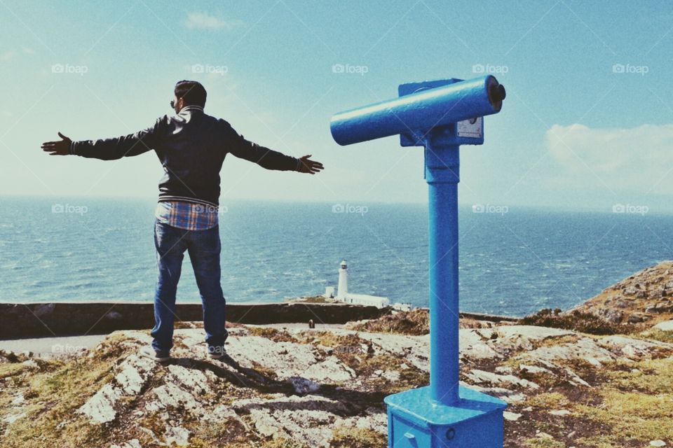 Man feeling happy with the scenic view 