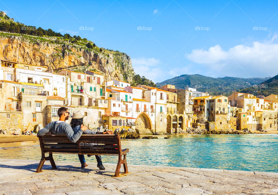 Romantic time on Cefalu beachfront 