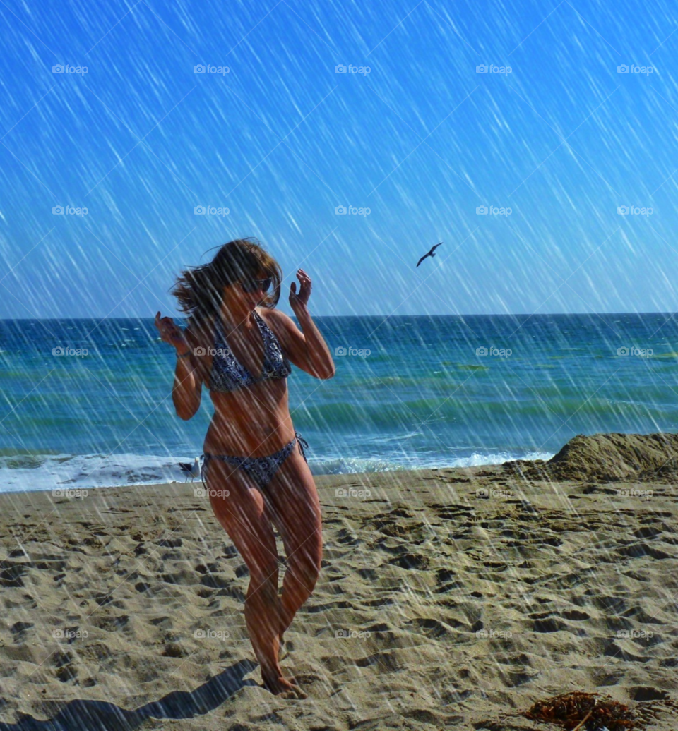 california beach sky woman by analia