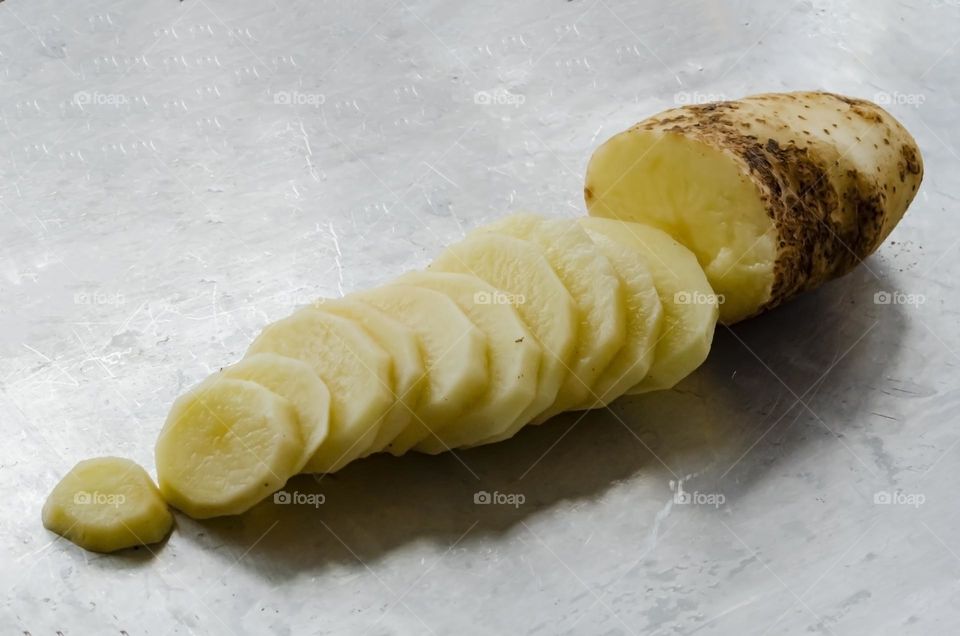 Slices Of Uncooked Irish Potato