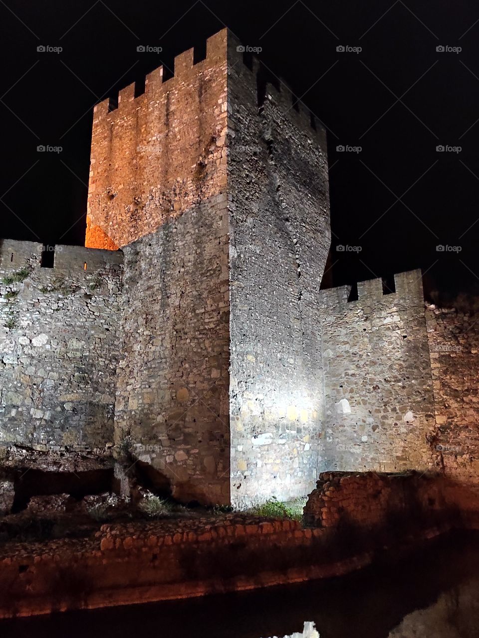 Smederevo Serbia by night main tower of medieval fortress in autumn