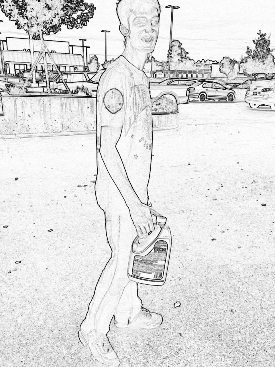 Sketch of a man walking 