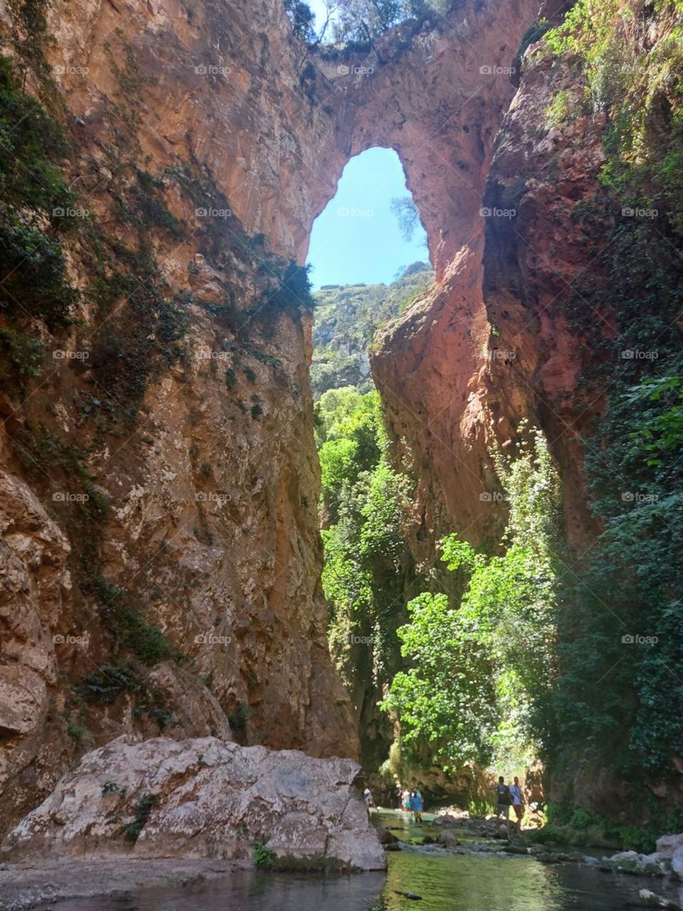 Mountain gorge, nature and river