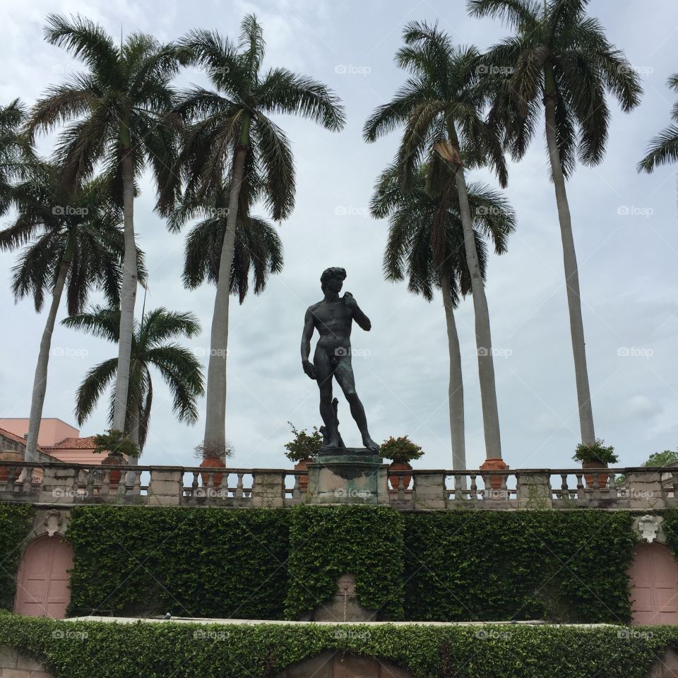 Statue of david replica in ringling museum gardens in Sarasota Florida 