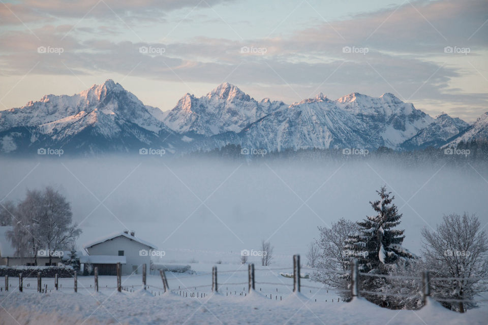 Scenic view of mountain during foggy weather