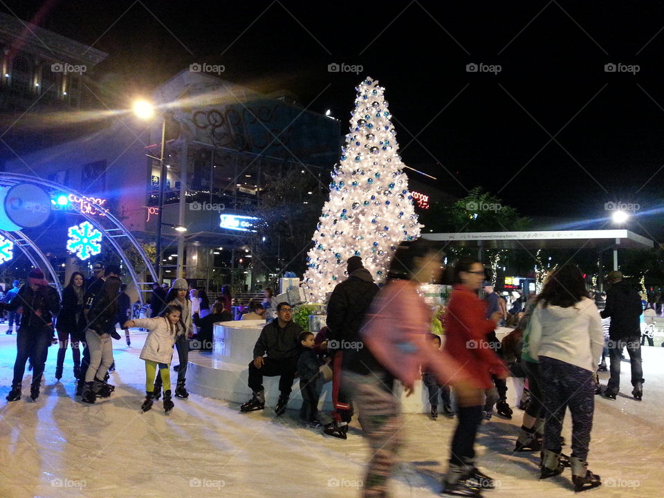 Ice skating in the city.