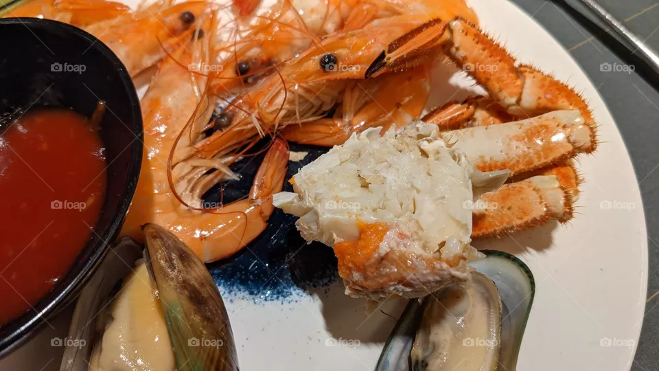 Delicious sea food shrimp and crab meals