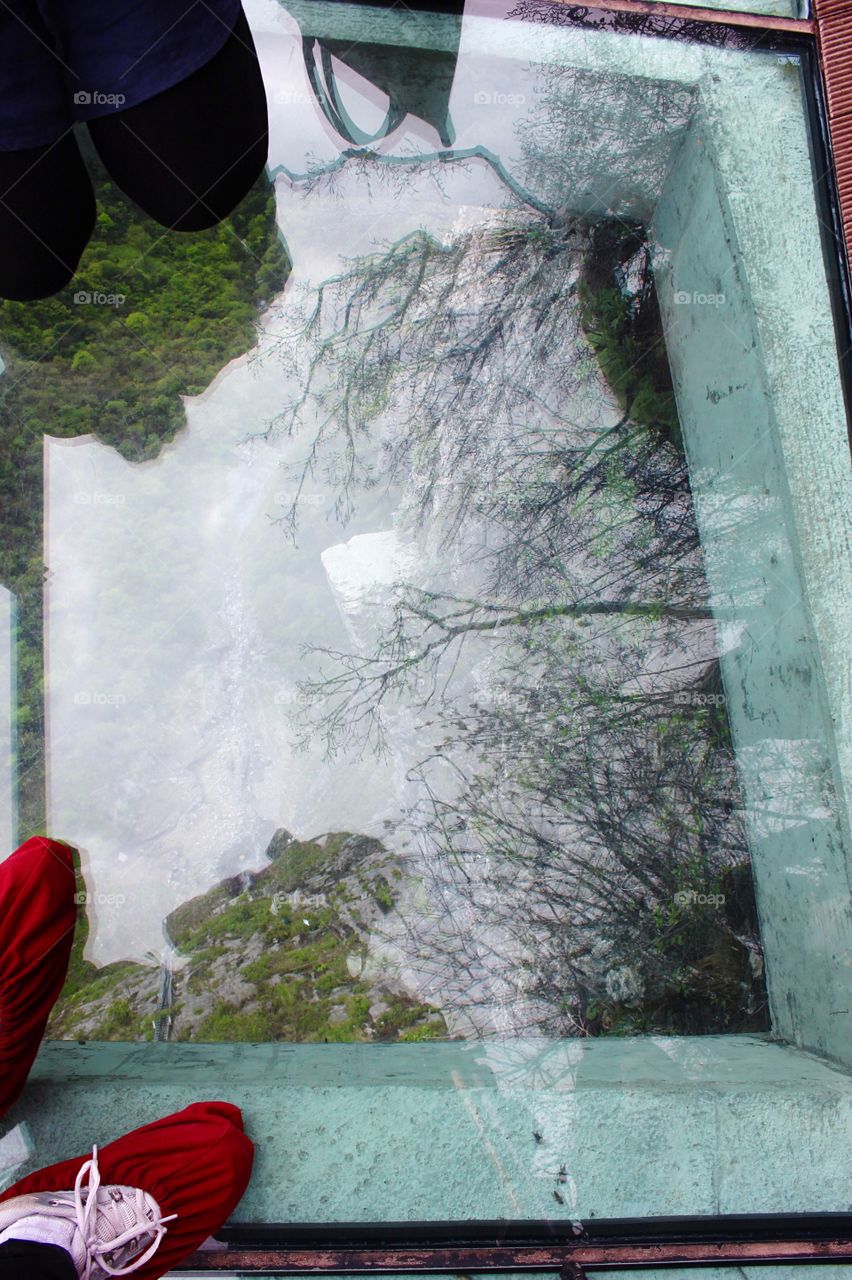 Cliff side walkway on top of the mountain 