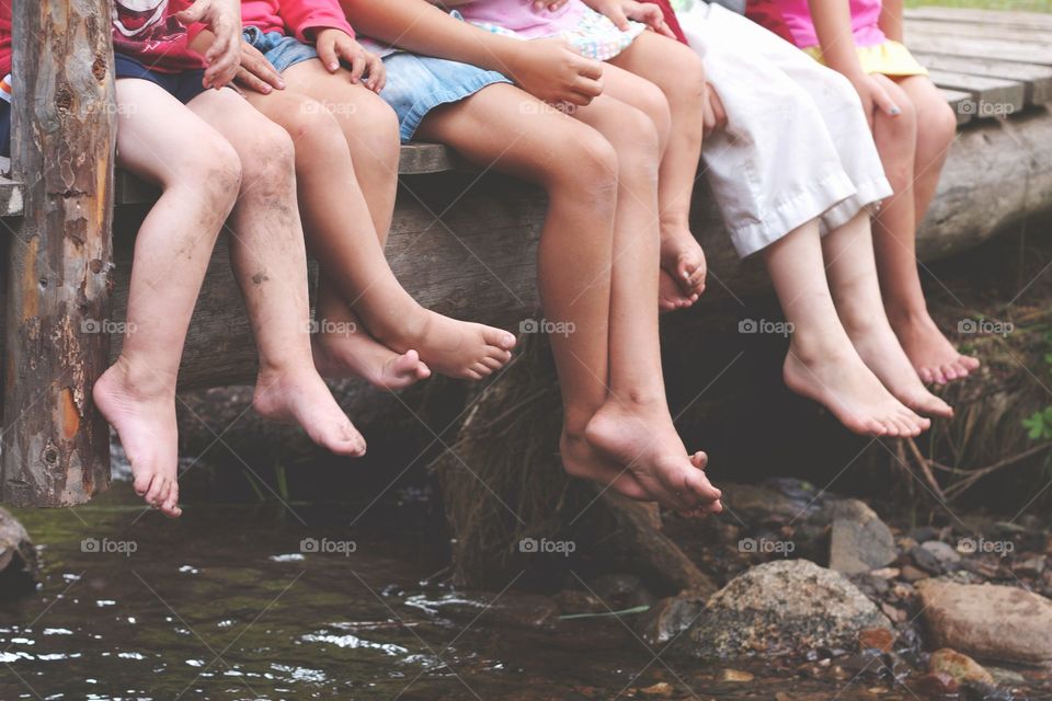 barefoot bridge. playing in the stream!