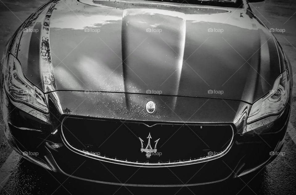 Black and white Maserati