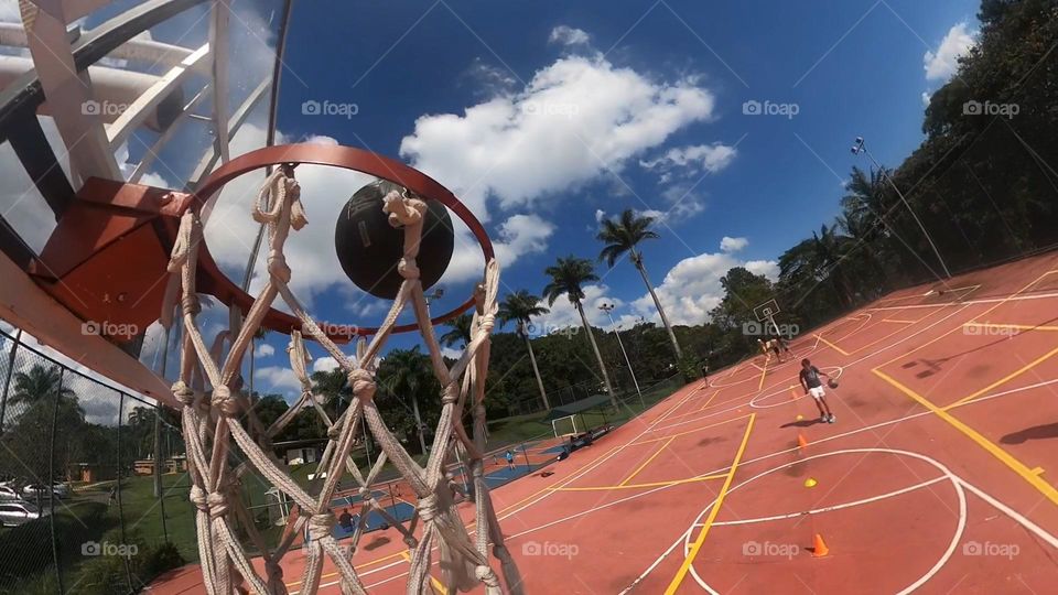 Ball on the basket on a sunny day