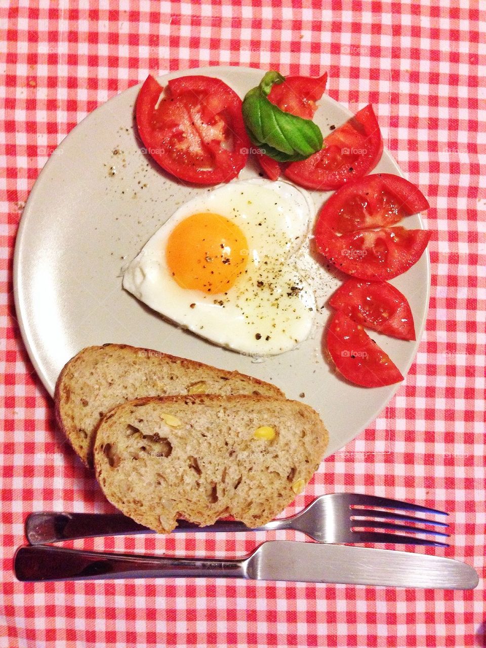 Bread and omelet for breakfast