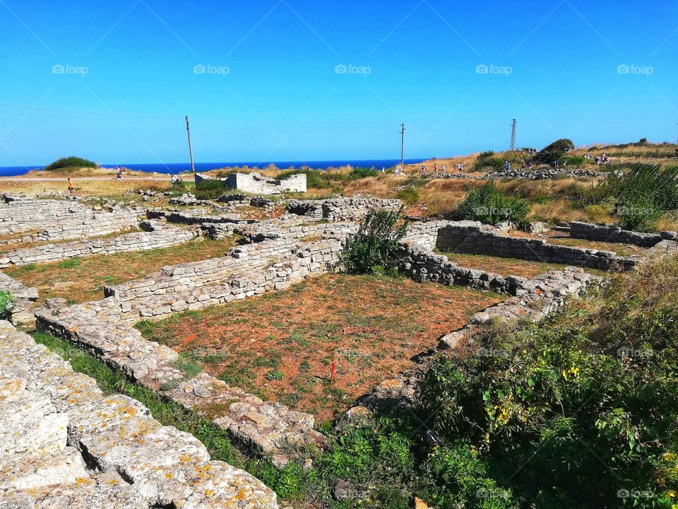 Ruins of the ancient Roman dwellings. Bulgaria, Kaliakra. 2018 Europe