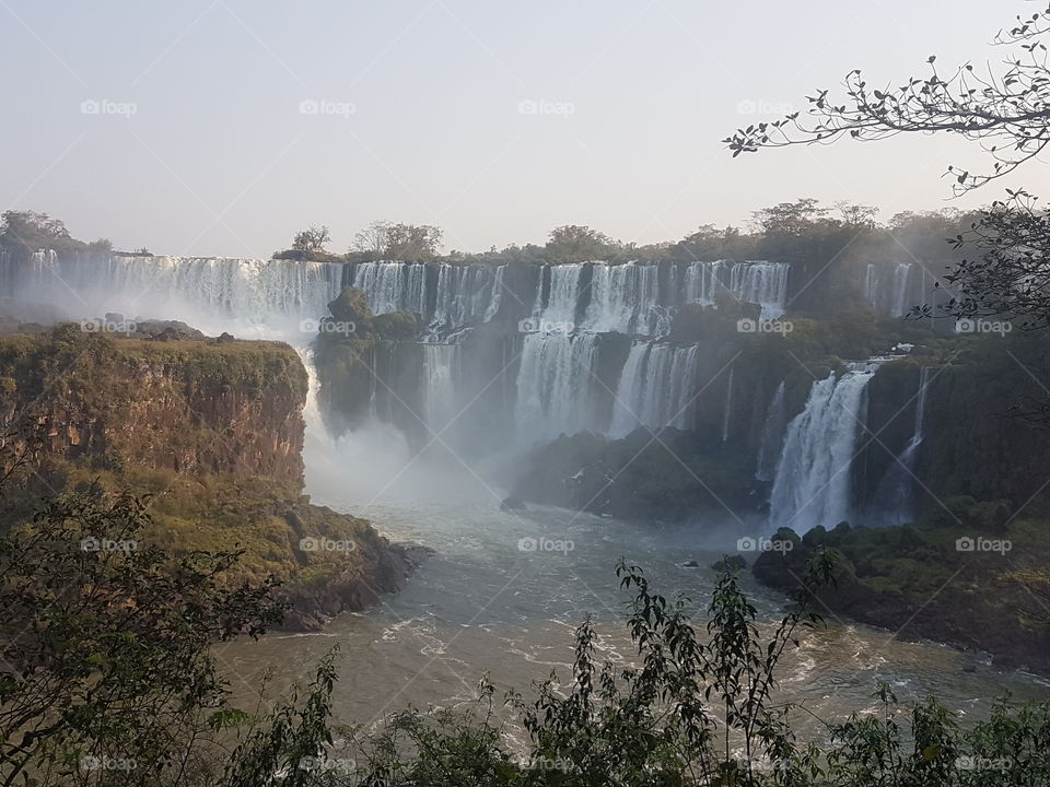 impressive wide view of waterfalls