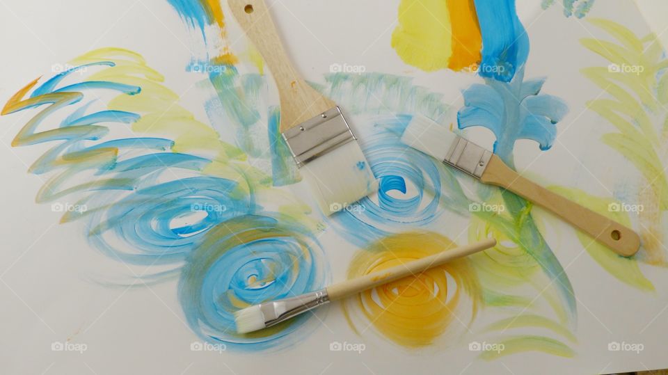 Colorful white background with paint brush