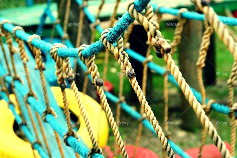 nylon rope support of a playground equipment