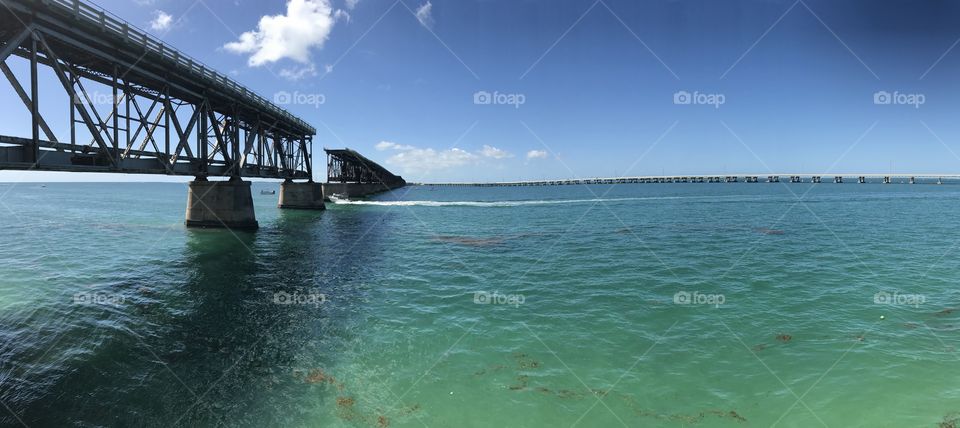 Old train bridge over sea