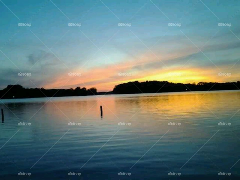 lake view sunset