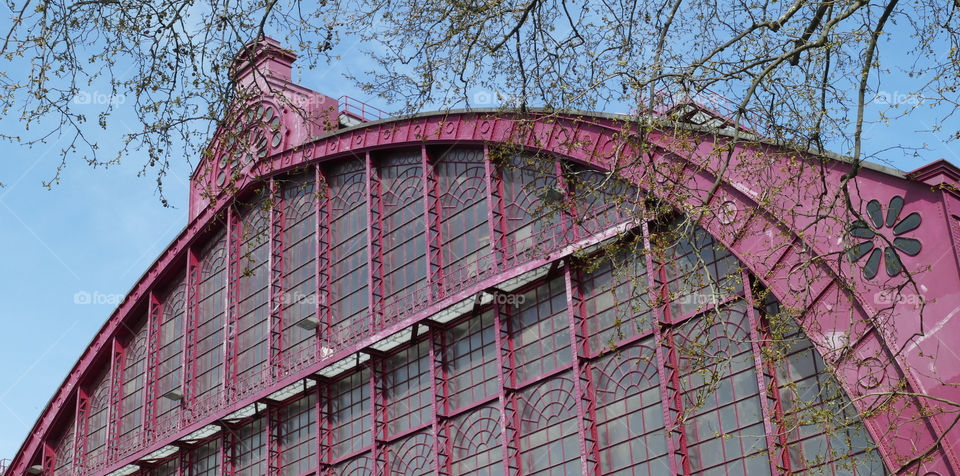 Part of a steel construction of the train station in Antwerp, Belgium.
