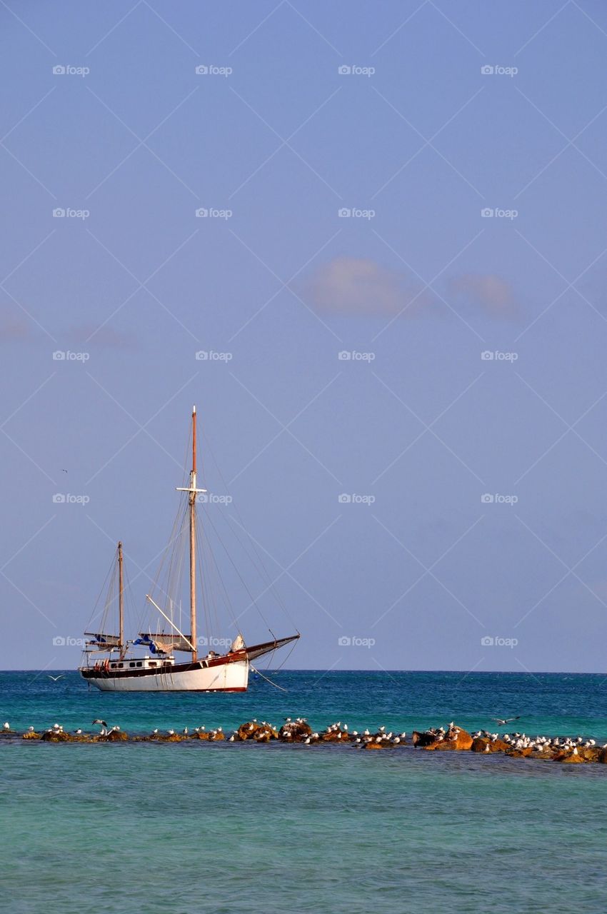 Boat over water, caribbean