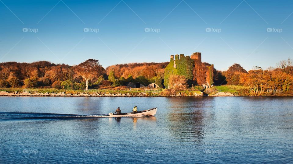 Menlo castle by the Corrib River in autumn colours