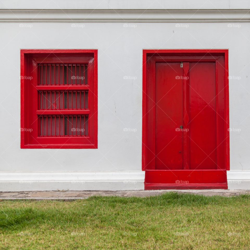 Closed red door