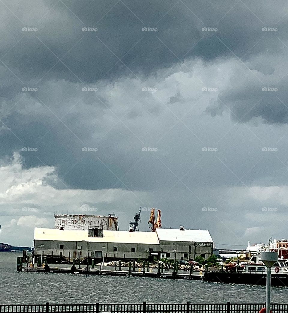 Thunderstorm in port