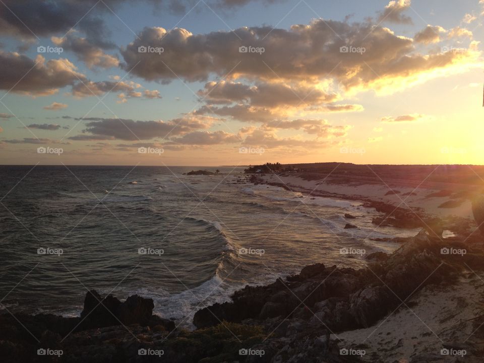 Scenic view of sea during sunset