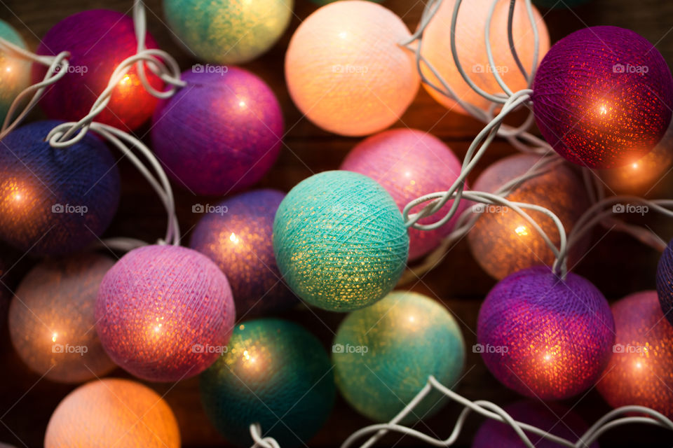Close-up of illuminated Christmas bauble